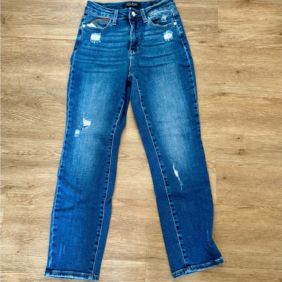 Judy Blue size 1 rainbow jeans - Picture 2 of 5